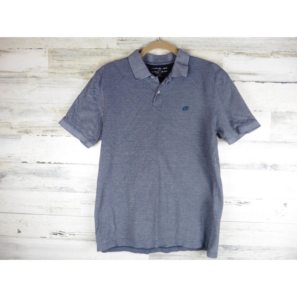 Banana Republic mens L large shirt polo short sleeve blue